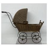 antique wicker doll carriage, 24 inches tall x 30