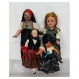 vintage souvenir dolls represent various European