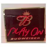 Vintage Budweiser neon sign, Play On, 26 x 22.5