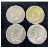4 Kennedy half dollars, 1974, 1973, 1972, 1971
