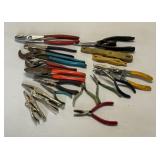 Assorted hand tools, vise grips, slip joint