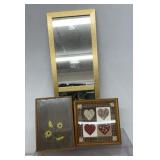 Vintage mirror with angels, framed quilted