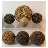7 decorative balls. Larger one 9inches