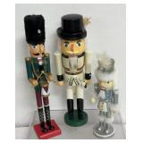 3 vintage nutcrackers, white suit soldier 14.5