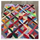Vintage hand sew crazy patchwork quilt With a