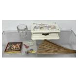 vintage Chinese carved sandalwood folding fan, 8