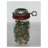 Vintage nut grinder with marbles, 5 inches tall