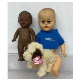 Vintage dolls, TY beanie baby dog