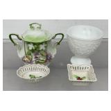Vintage ceramic and glass items, featuring a