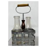 Metal milk bottle carrier with two 1 quart