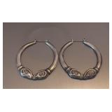 Sterling silver double rams hollow earrings 9.64G