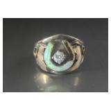 S. Ray Navajo Fire Opal Sterling Gold Horseshoe