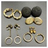 6 Vintage clip on earrings