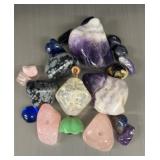 Mixed Tumbled Gemstones Amethyst, Rose Quartz,