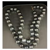 14k gold Tahitian Black Pearl Necklace 11.8 mm