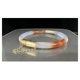 White & Honey Jade Hinged Bracelet