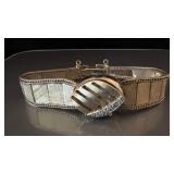 14k Gold Diamond Watch Geneva with hinged cover