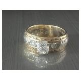 14K Two Tone Gold Diamond Ring Round Brilliant