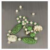 Uranium glass Art Deco Egyptian Revival Beads,