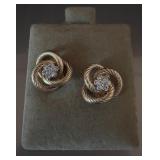 14K Yellow Gold Knot Diamond Earrings 2.46g
