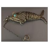 Antique silver Chinese filigree articulating Koi