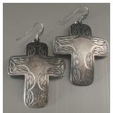 925 Southwestern Sterling Silver Cross Earrings