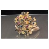14k gold Ruby and sapphire flowering ring, 6