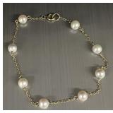 14k Gold Pearl Bracelet 3.24g 5.7mm wide pearls