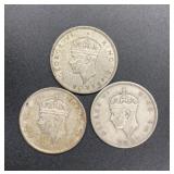 Vintage silver florin currency coins from Fiji,