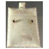 14kt Gold Baby Ruby Earrings