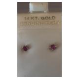 14k & ruby baby earrings safety backs