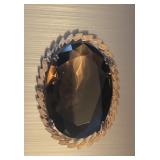 14k gold oval topaz open wire frame brooch pin