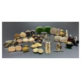 Vintage cuff links, 9 pairs and 10 cuff links