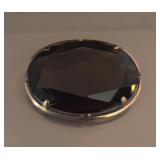 14 K gold large oval topaz open wire frame brooch