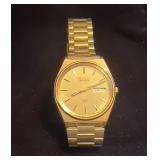 Vintage Seiko SQ Quartz day-date gold tone watch