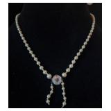 Pearl and Crystal pendant  necklace