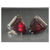 Sterling Silver & Faceted Red Stone Modernist