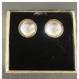 14K Gold Mabe Pearl Stud Earrings Genuine Pearl