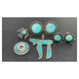 Vintage Sterling clip on earrings. Necklace