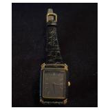 Seiko quartz tank style watch with black leather