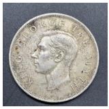 King George New Zealand crown 1949 silver coin
