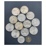 14 Currency Coins, American Jefferson Nickels,