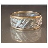 14k gold & diamond band ring 4.2g, size 5