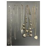 10 Vintage silvertone necklaces