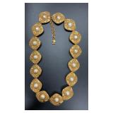 Rare Vintage Chanel Filigree pearl medallion gold