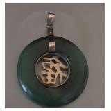 14k jade round good luck pendant 8.19g