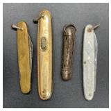4 Vintage key chain knives, 1920 Fly lock switch