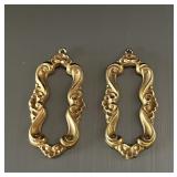 Pair 14K Yellow Gold Victorian Style Ornate