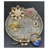 Vintage Brooches, Rings, Earrings