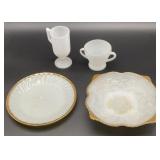 4 vintage milk glass items set, Fire King Anchor